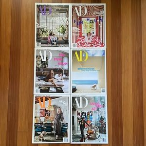 6 2021 Architectural Digest magazines; June, July/Aug., Sept., Oct., Nov. & Dec.